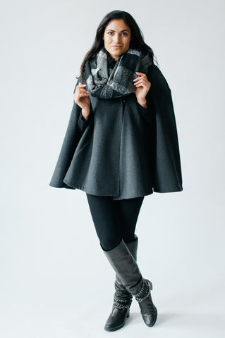 High Street Swing Cape - Charcoal Grey